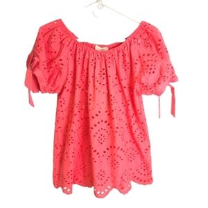 New Cynthia Rowley Coral Eyelet Top